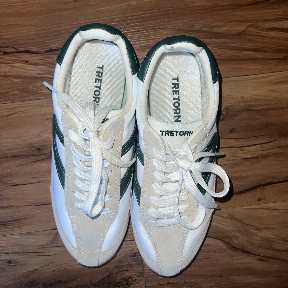 Cream Green Tretorn Suede Rawlins Retro Sneaker Clean Girl Tennis Shoe Size 6M - Picture 9 of 15